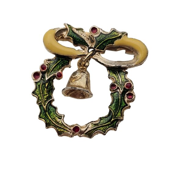 VTG Brooch Set 3PC Christmas Novelty Holiday Angel Dove Wreath Figural Pins - Picture 6 of 16